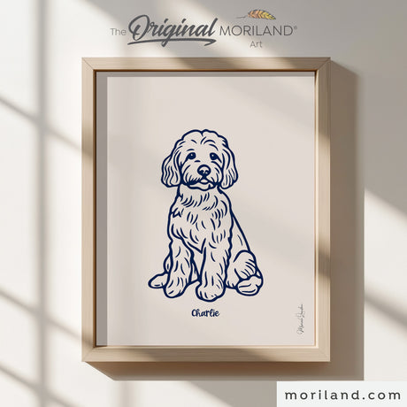 Personalized Dog Name Art - Goldendoodle Portrait Drawing - Printable Art