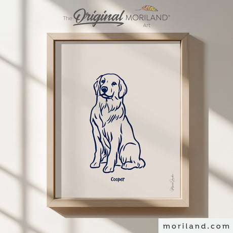 Personalized Dog Name Art - Golden Retriever Portrait Drawing - Printable Art