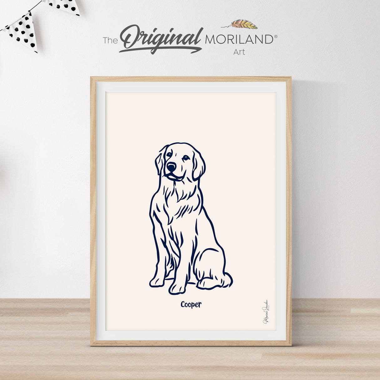 Personalized Dog Name Art - Golden Retriever Portrait Drawing - Printable Art