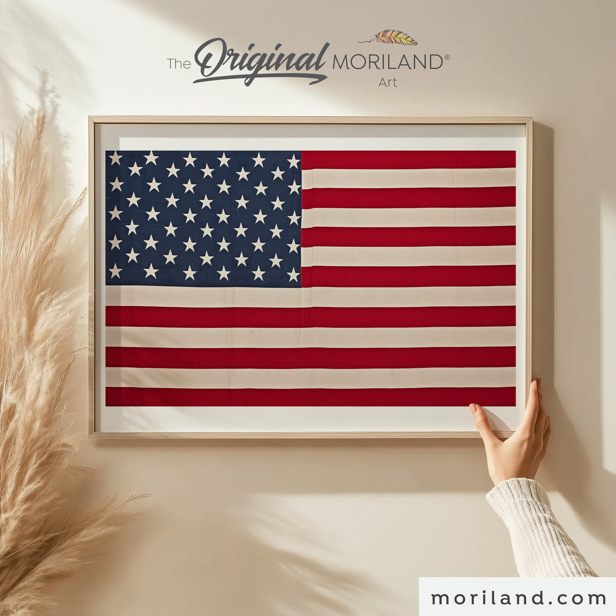 American Flag Wall Art - Vintage USA Flag Printable for 4th of July Décor, Patriotic Print for Toddler Rooms and Dogs Wall Décor