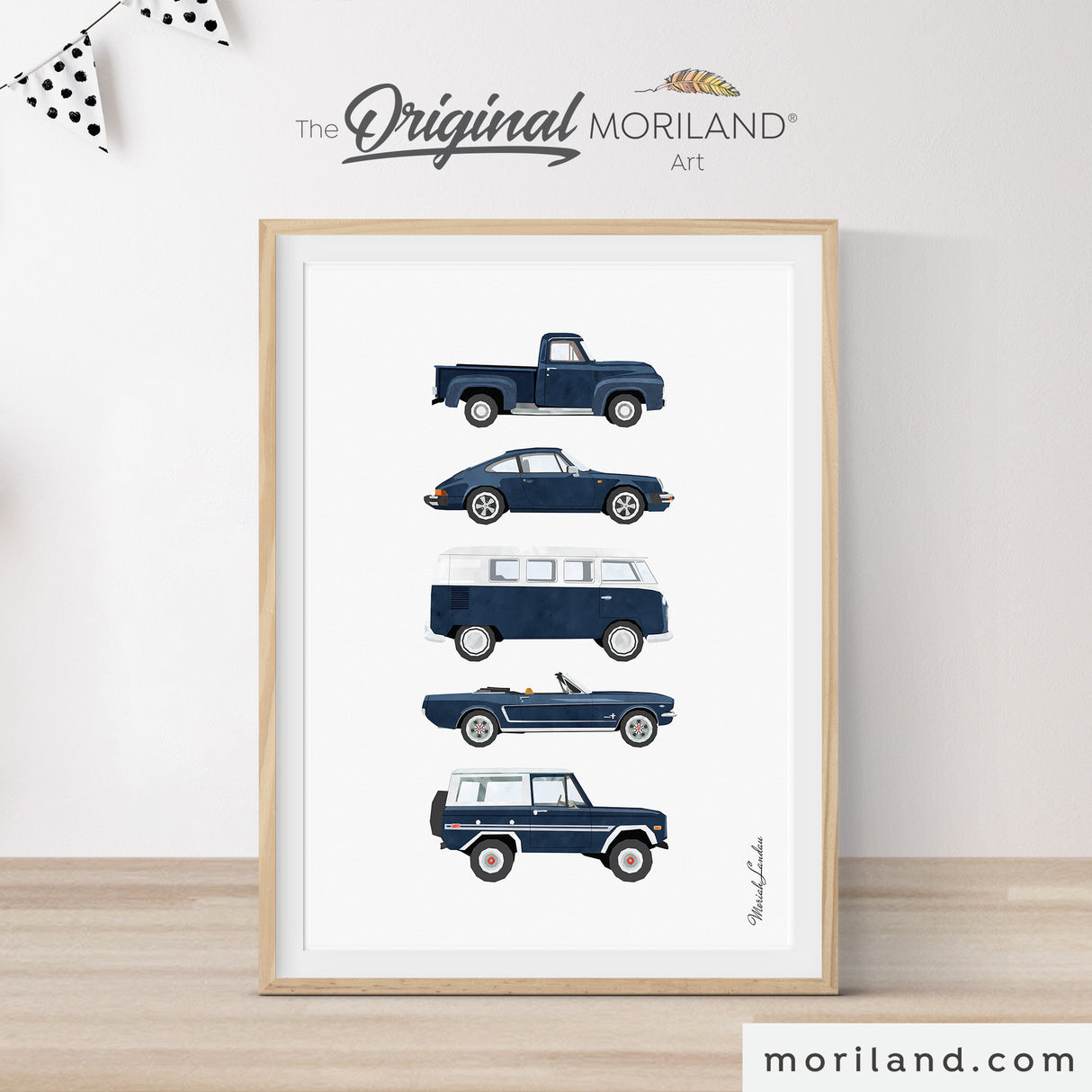 Navy Classic Cars Print - Vintage Car Art for Kids, Nursery, and Boys & Girls Bedroom Décor | Instant Download