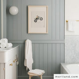 Sage Green Wheelie Dirt Bike with Goldendoodle Dog Print | Vertical - Printable Art for Kids Room