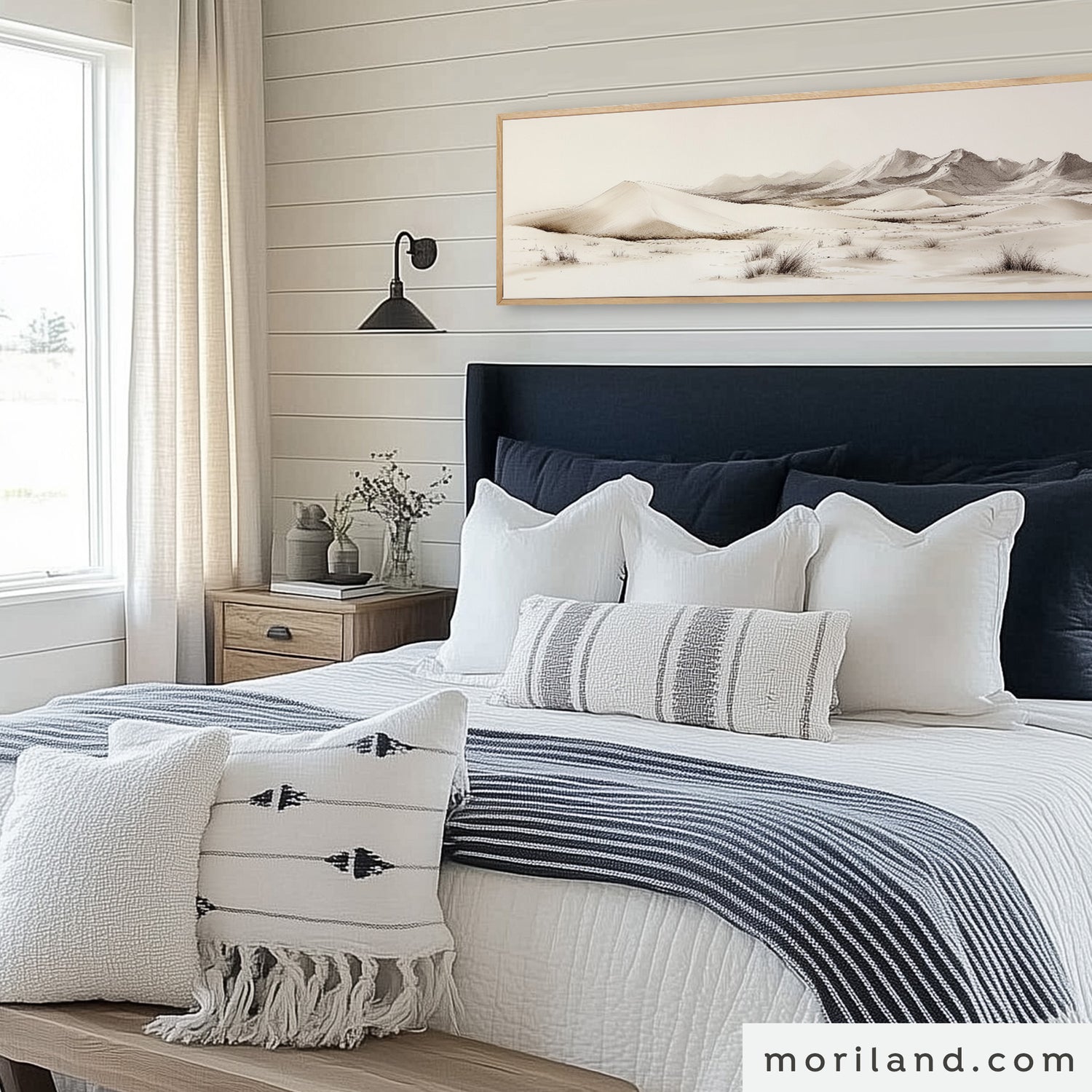 Desert Sand Dunes Landscape Framed Canvas Print – Panoramic Wall Art for Over the Bed or Sofa