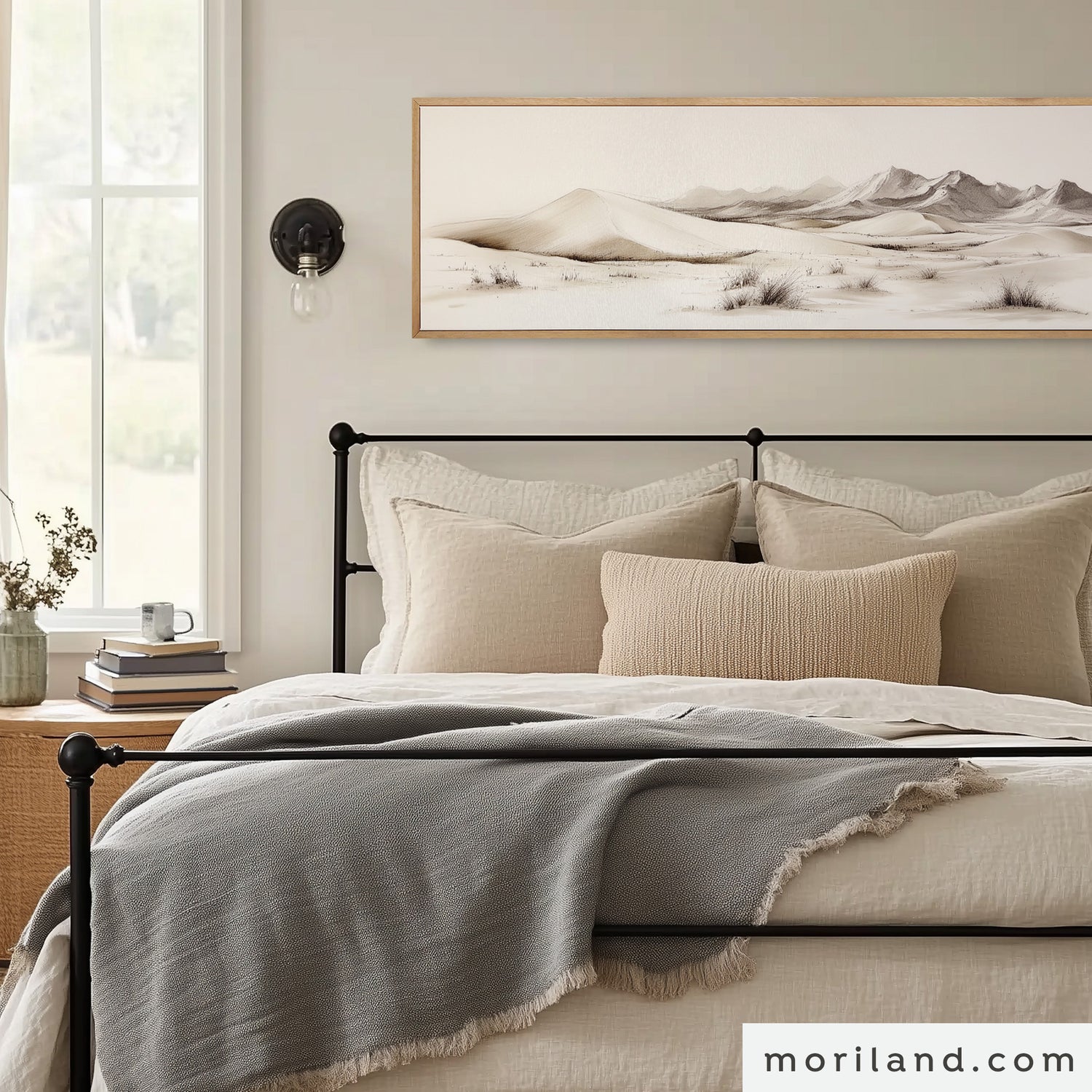 Landscape Sand & Dunes Drawing - Over the Bed Framed Canvas Print