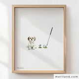 Personalized Dog Portrait Golf Art | Custom Pet Portrait Print Set of 3 | Digital Download