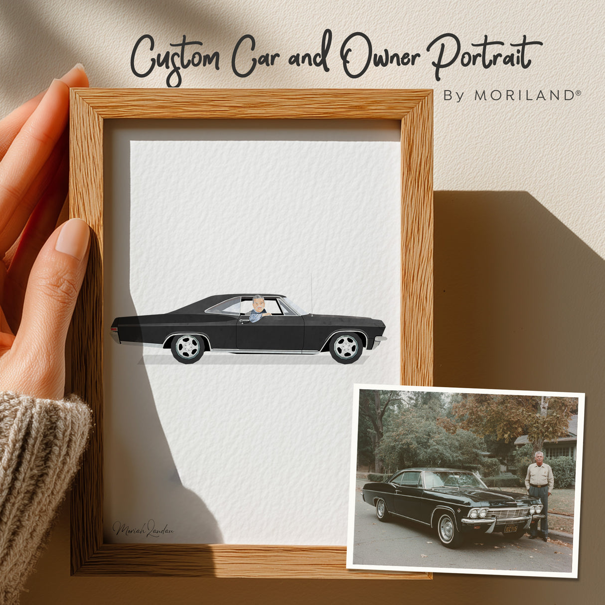 Custom Car and Owner Portrait: Personalized Car Art Gift (Digital Download)