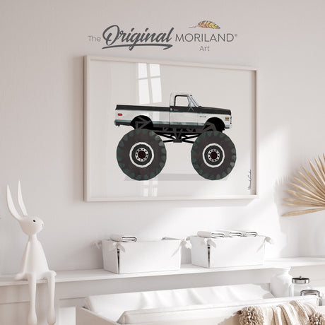Black Monster Truck Vintage Printable Wall Art