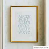 Boy Room Set of 3 Prints: Pale Blue Classic Cars, ABC & Personalized Name Art (Digital Download)