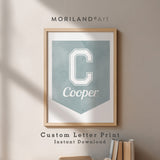 Boy Room Set of 3 Prints: Pale Blue Classic Cars, ABC & Personalized Name Art (Digital Download)