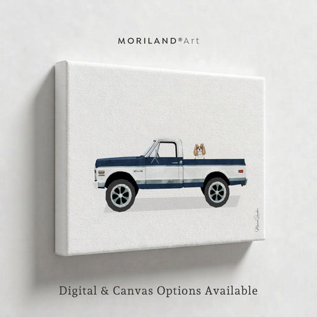 Custom Dog in Car Portrait | Personalized Pet & Vehicle Wall Art