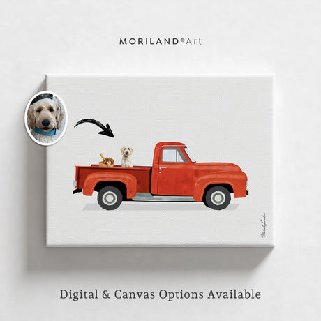 Custom Dog in Car Portrait | Personalized Pet & Vehicle Wall Art