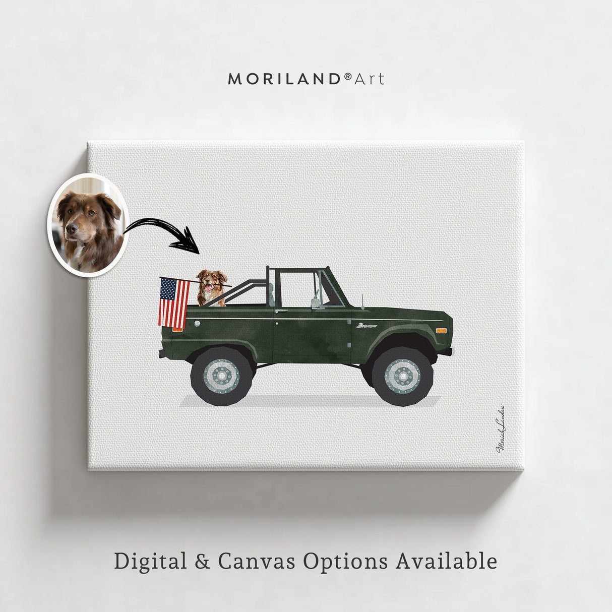Custom Dog in Car Portrait | Personalized Pet & Vehicle Wall Art