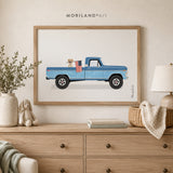 Yellow Labrador Patriotic Truck Wall Art Printable — unframed artwork detail by MORILAND