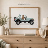 Goldendoodle in Blue 4x4 Truck Wall Art Printable — unframed artwork detail by MORILAND