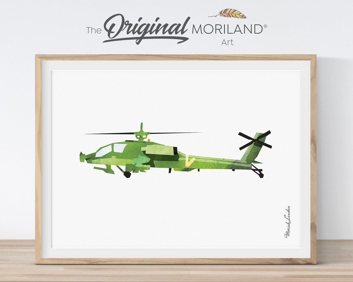 Vintage Airplane & Helicopter Wall Art Set of 8 | Boys Nursery Printables - LAND12