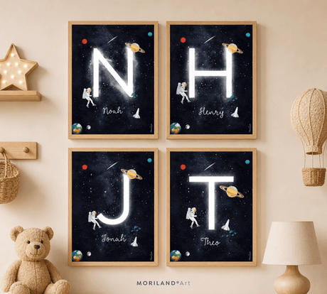 Personalized Space Initial & Name Printable Wall Art