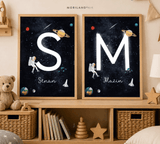 Personalized Space Initial & Name Printable Wall Art