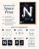 Personalized Space Initial & Name Printable Wall Art