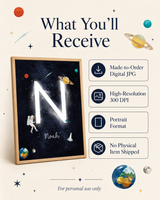 Personalized Space Initial & Name Printable Wall Art