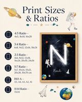 Personalized Space Initial & Name Printable Wall Art