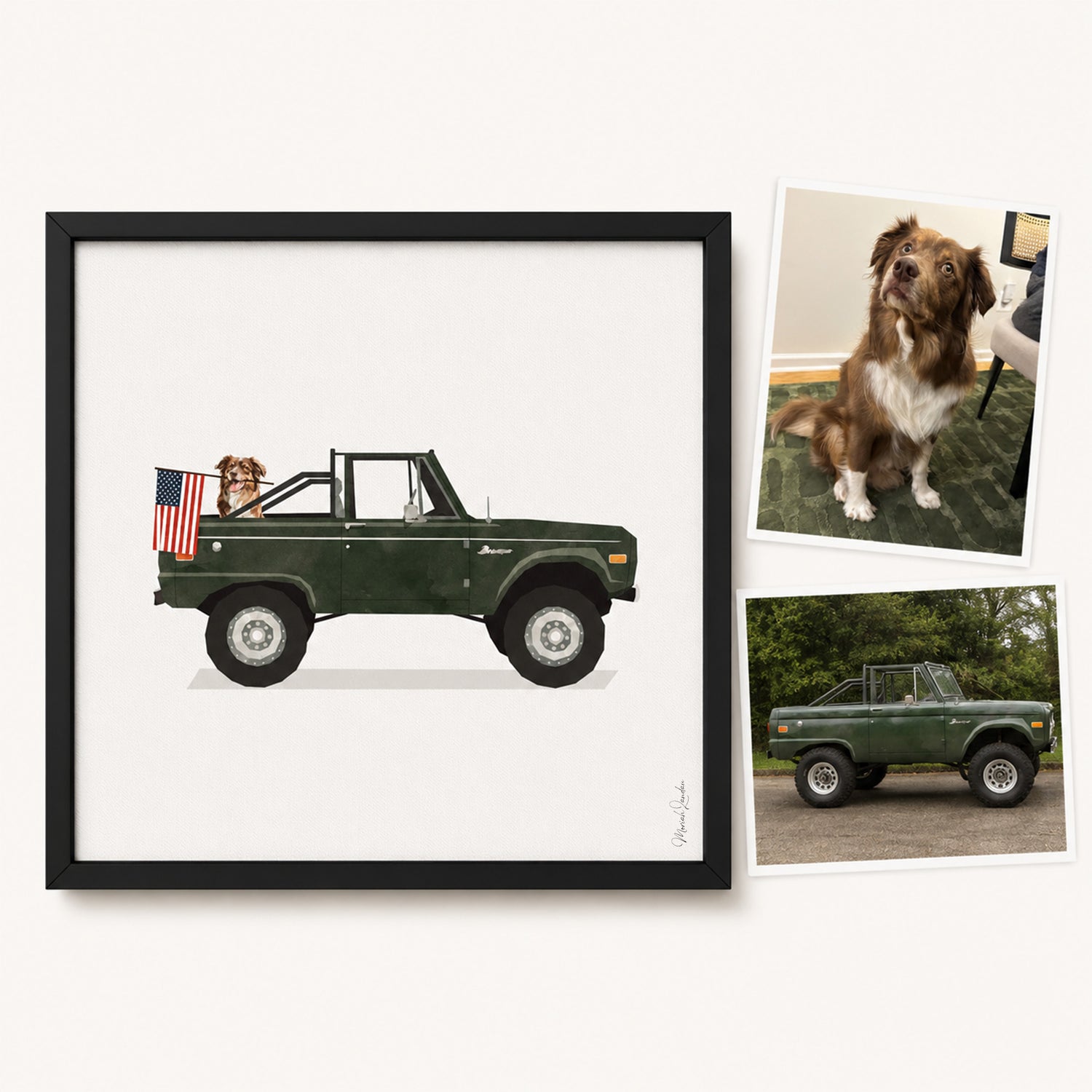 Custom Car and Dog Portrait: Personalized Pet & Vehicle Art Gift (Digital Download)