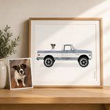 Custom Car and Dog Portrait: Personalized Pet & Vehicle Art Gift (Digital Download)