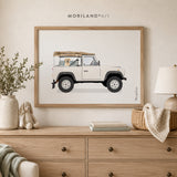 Yellow Labrador in White 4x4 Truck Wall Art Printable — unframed artwork detail by MORILAND