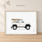 Yellow Labrador in a white 4x4 truck, printable dog remembrance wall art by MORILAND