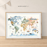 Watercolor World Map Printable | Kids Nursery Wall Art