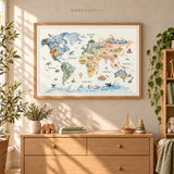 Watercolor World Map Printable | Kids Nursery Wall Art