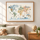Watercolor World Map Printable | Kids Nursery Wall Art