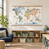 Watercolor World Map Printable | Kids Nursery Wall Art