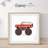 Red Classic SUV Monster Truck Print - Printable Art