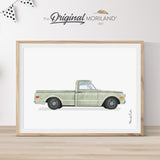 Sage Green Classic 69 Chevy c10 Pickup Truck Print - Printable Art, Classic Car Print, Truck Print, Vehicle Print, Farmhouse Printable, Boy Nursery Décor, Transportation Décor, Kids Poster by MORILAND