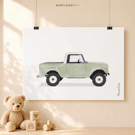 Sage Green Classic & Muscle Cars - Fine Art Paper Prints - Set of 6 - LAND161