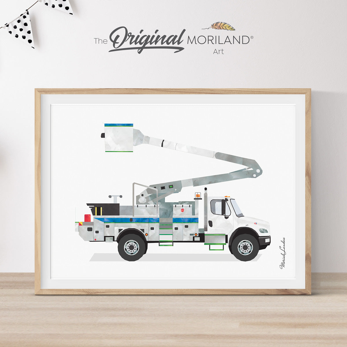 Bucket Truck Print, Truck Printable, Construction Wall Art, Big Boy Wall Art, Boy Bedroom Art, Toddler Bedroom Wall Art, Truck Party | MORILAND®