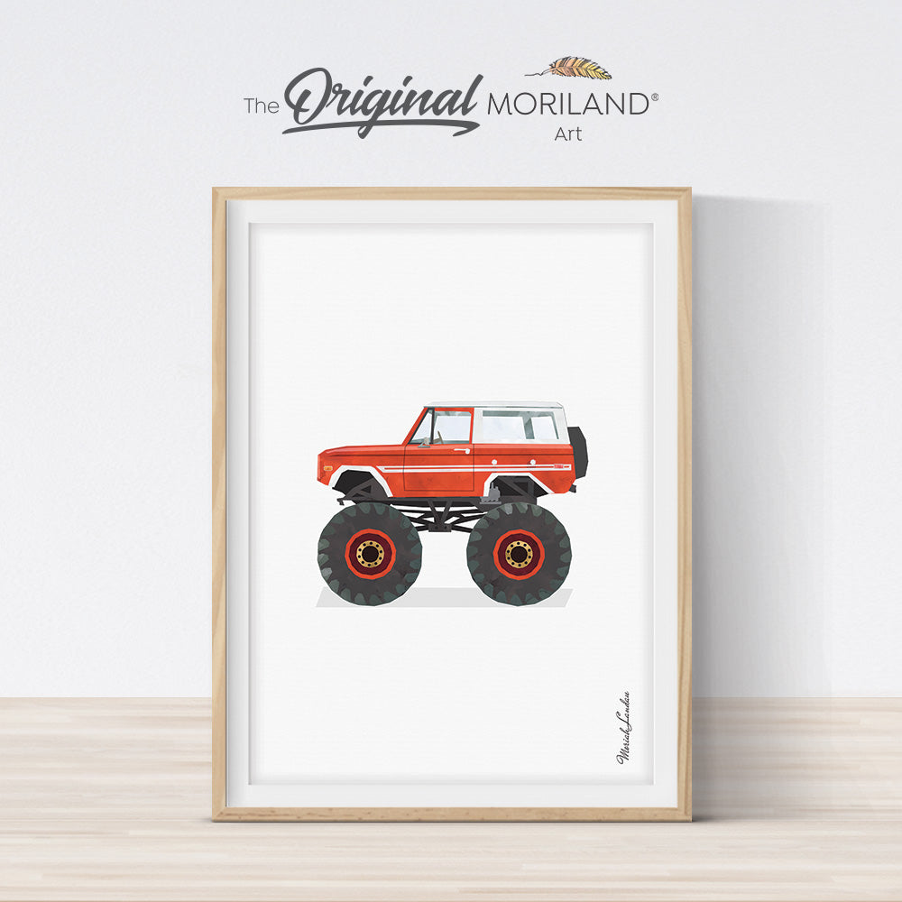 Red Classic SUV Monster Truck Print | Vertical - Printable Art