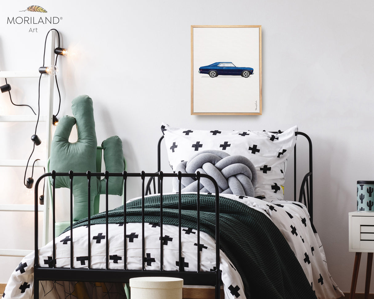 Blue Classic Sports Coupe Car Print | Vertical - Printable Art