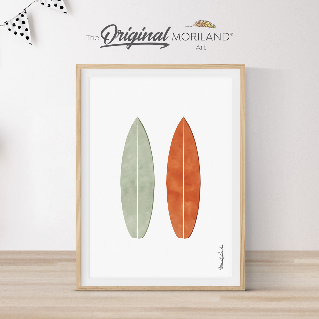 Sage Green & Burnt Orange Surfboards Print - Printable Art