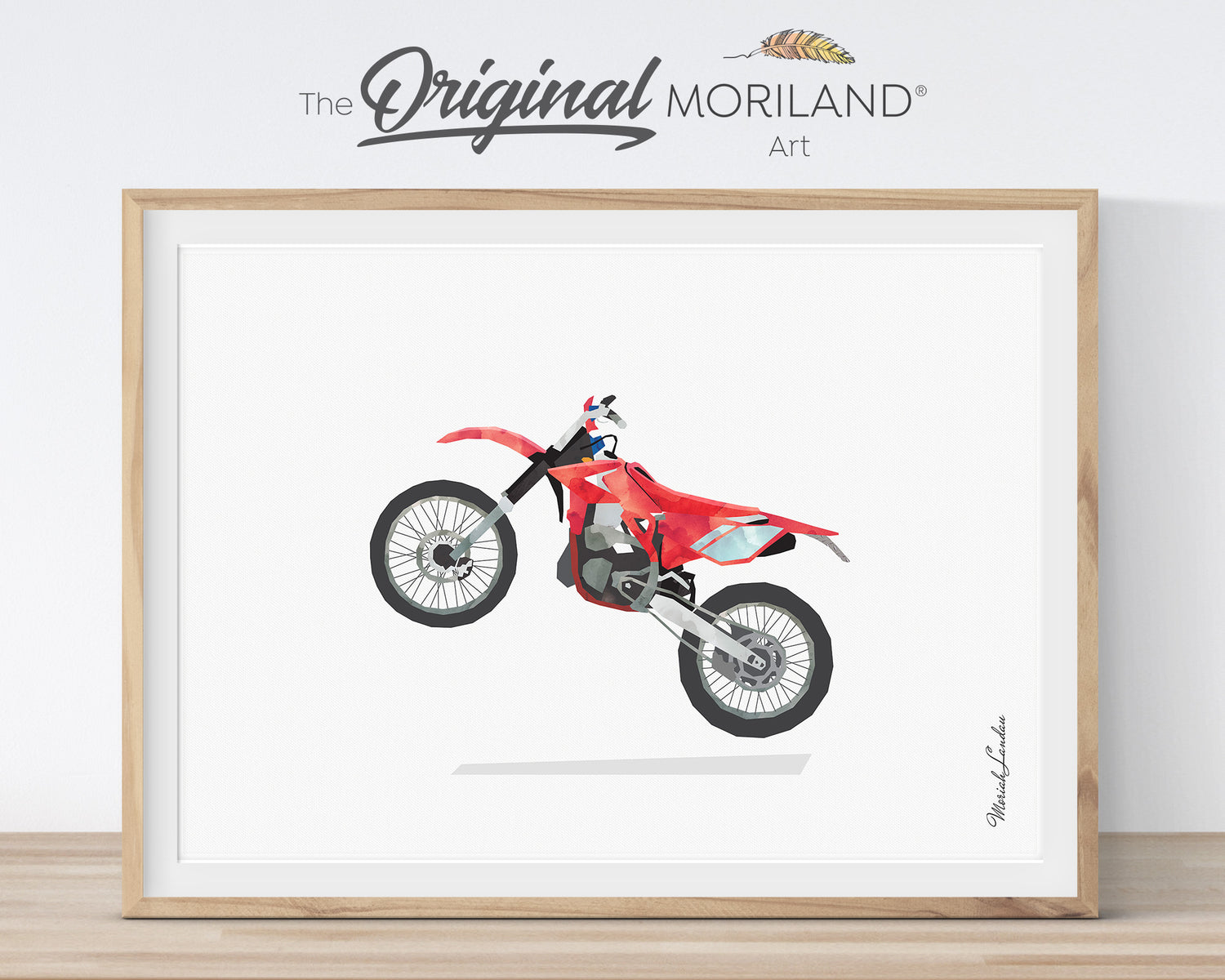 Exciting dirt bike artwork featuring a rider in action, perfect for kids’ rooms, dorms, or motocross enthusiasts.
