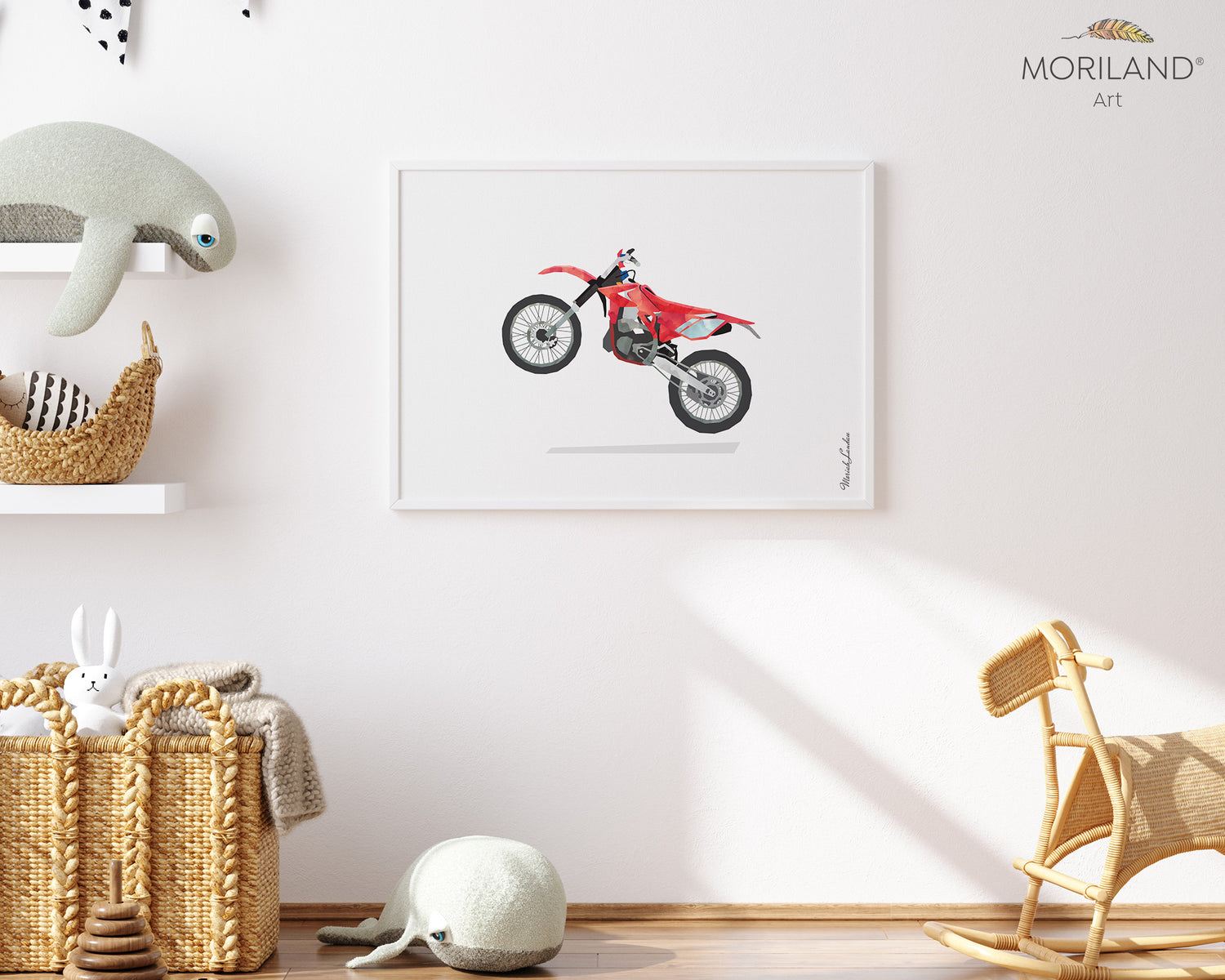 Red Wheelie Dirt Bike Print - Printable Art