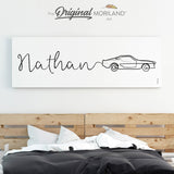 Custom Name Muscle Car One Line Drawing | Boy's Room Wall Art | Digital, Canvas, or Framed Canvas