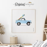 Baby Blue Classic Pickup Truck with Surfboards Fine Art Paper Print