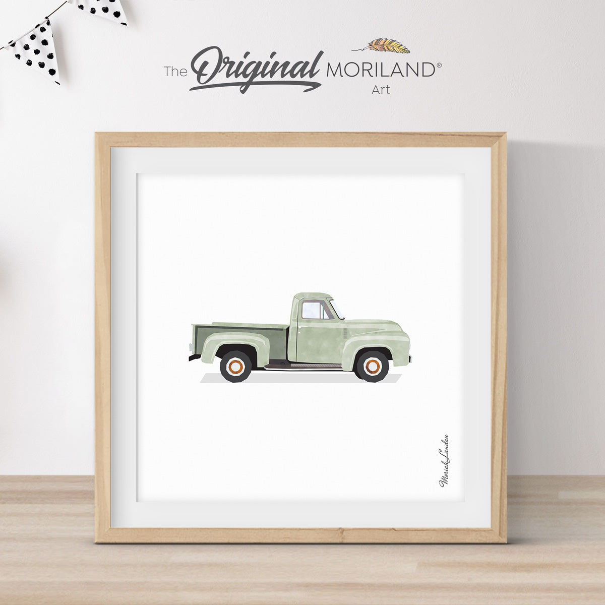 Sage Green Old Truck Print | Vertical - Printable Art