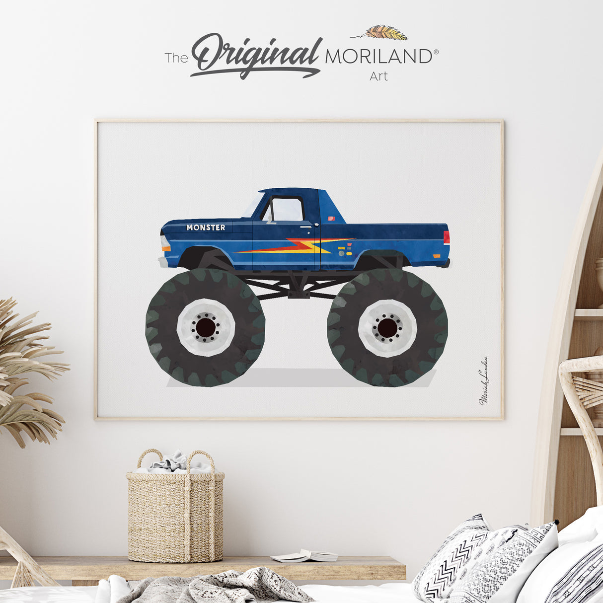 Big foot Blue Monster Truck Fine Art Paper Print