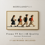Back to School Frame TV art with vintage yellow school bus – 4K digital download by MORILAND