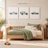 Vintage Sage Green Car Canvas Art Set of 3