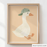 Silly Goose Wall Art Print, Cute Goose Poster, Farm Animal Nursery Decor, Toddler Boy Room Art, Digital Download