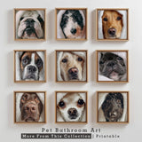 Pet bathroom art collection with nine towel-wrapped dog portraits – MORILAND