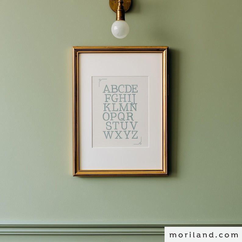 Pale Blue Vintage Alphabet Printable Wall Art – product image 3